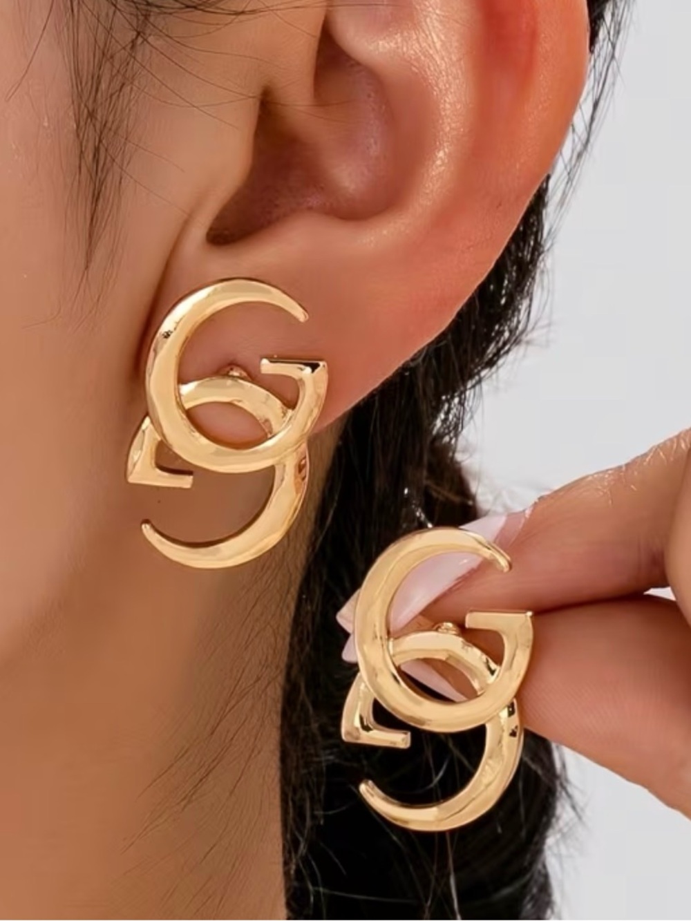 Vintage Gold Interlocking Hoop Earrings